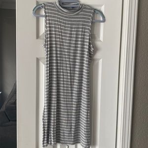 Grey and white stripe mini dress